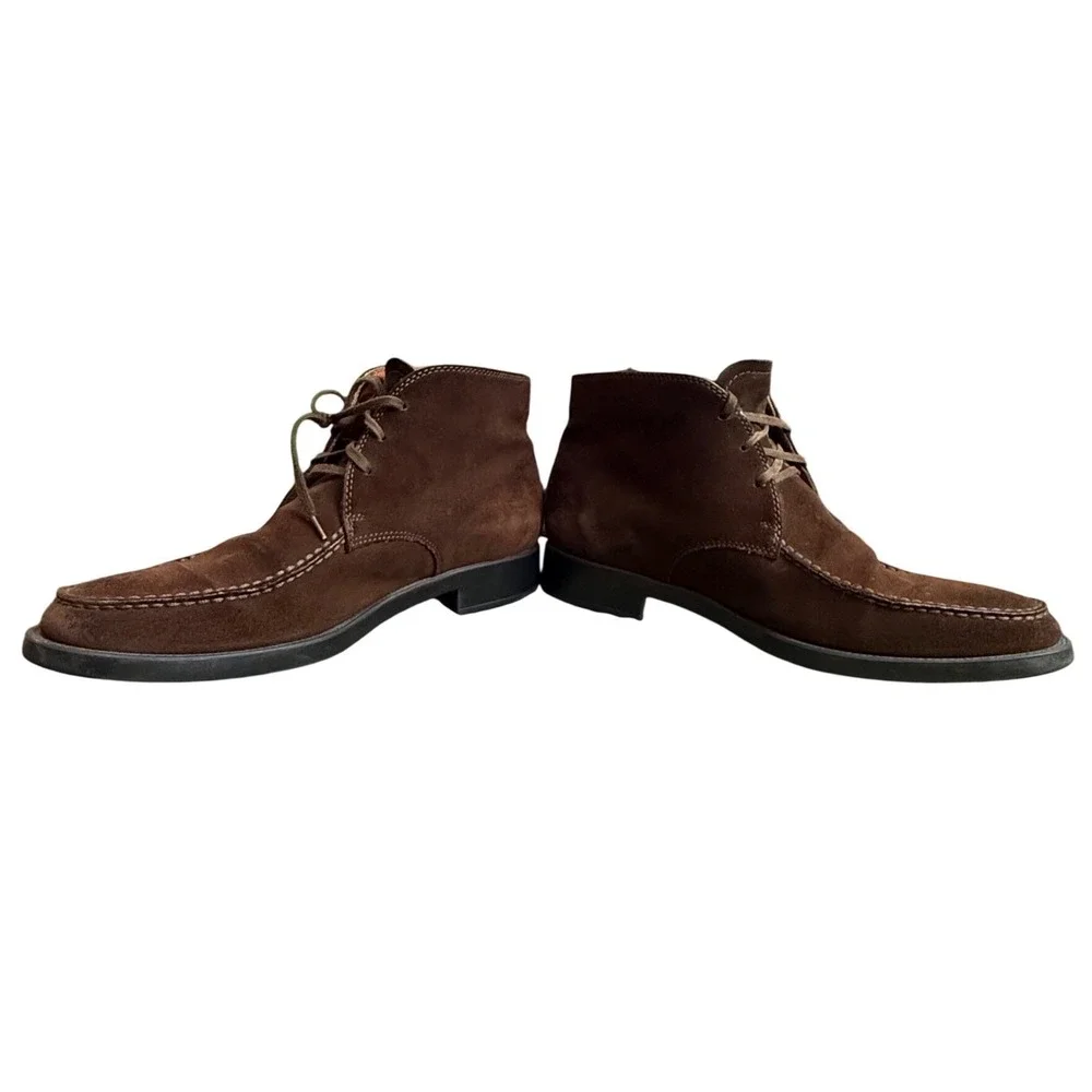 Tods Men Brown Suede‎ Chukka Boots Moc Toe Leather Lined Made in Italy Size 9.5